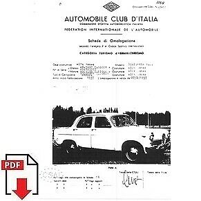 1957 Alfa Romeo Giulietta TI FIA homologation form PDF download (ACI)